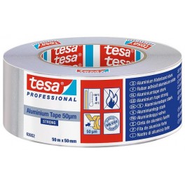 TESA ALU TAPE STRONG 63652, 25 mt x 50 mm, Nastro Adesivo di Alluminio. Tesa Professional